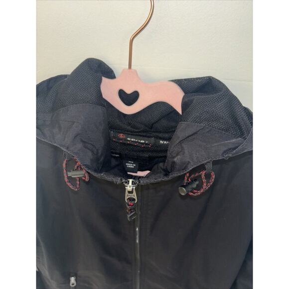 H&M Black Jacket Coat Windbreaker Black Red Detail Sz Xs Basic Raincoat Womens - Picture 2 of 5
